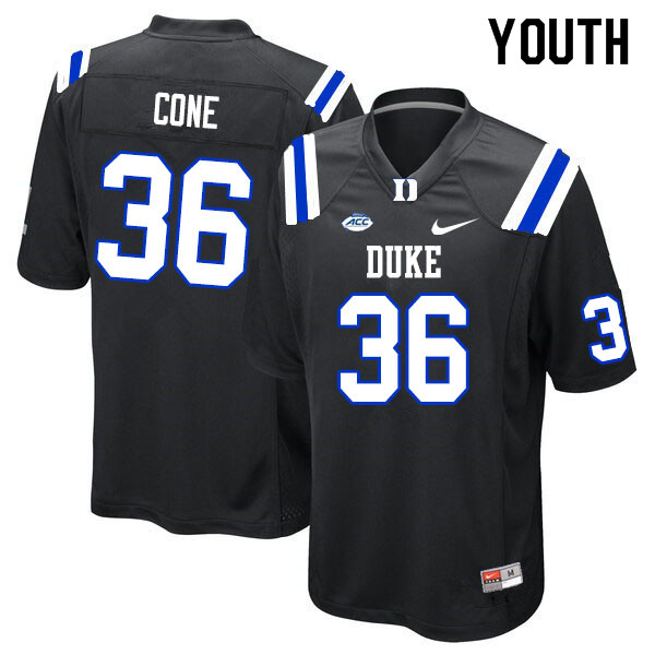 Youth #36 Matthew Cone Duke Blue Devils College Football Jerseys Sale-Black